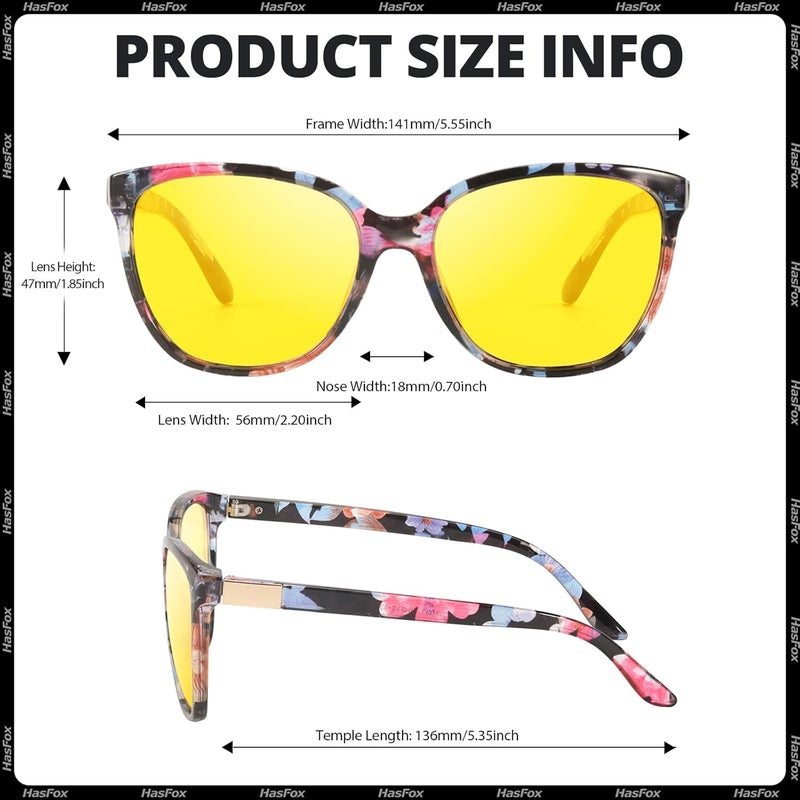 HASFOX Store Night Vision Driving Glasses for Women Men, Yellow Anti Glare Polarized Cateye Night Time Glasses UV Protection H8093 - Image 5